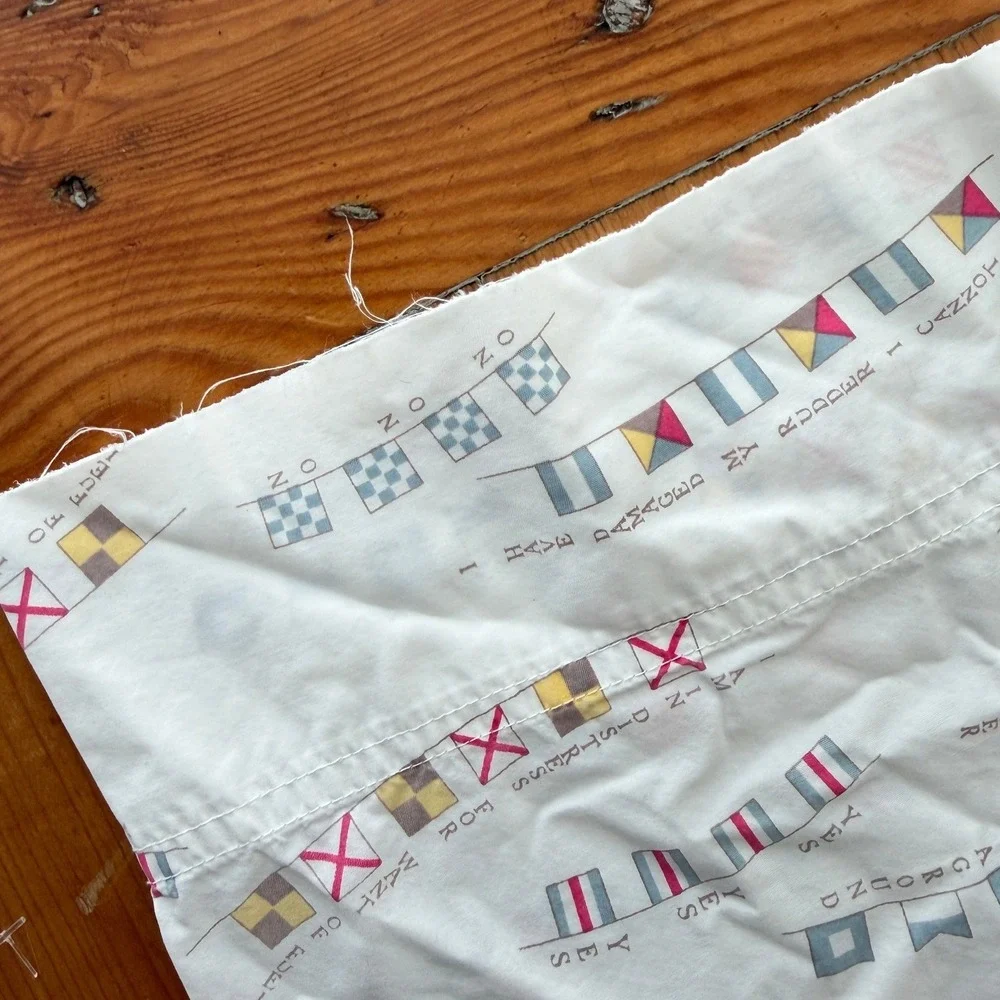 L.L. Bean Twin Sheet Set Nautical Signal Flags Vintage Coastal Rare Print READ